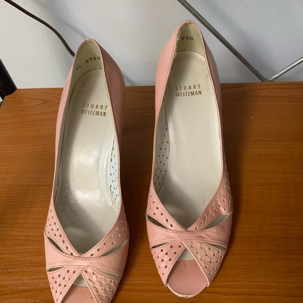 Stuart Weitzman Peep-Toe Pink Heels